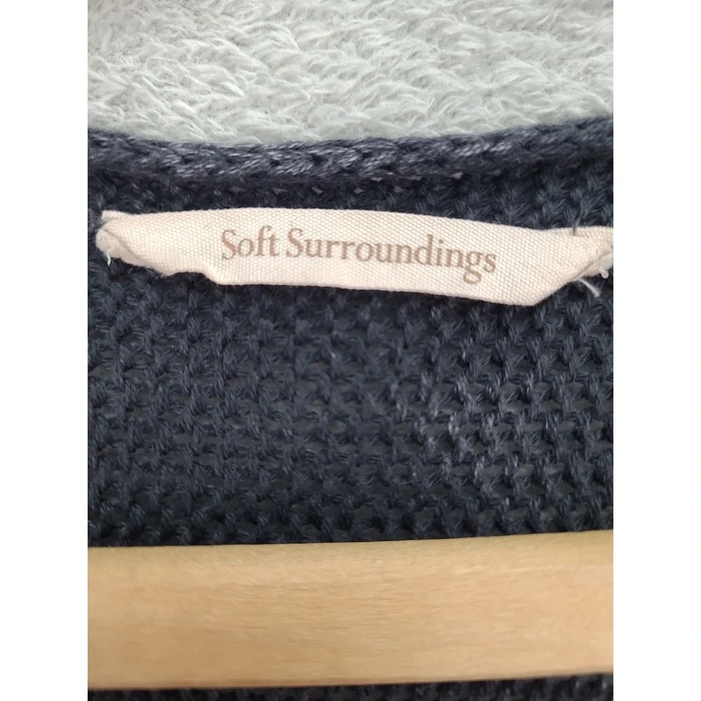 Soft Surroundings Women's Knit‎ Striped Wrap Sweater S/M Gray Casual Bohemian